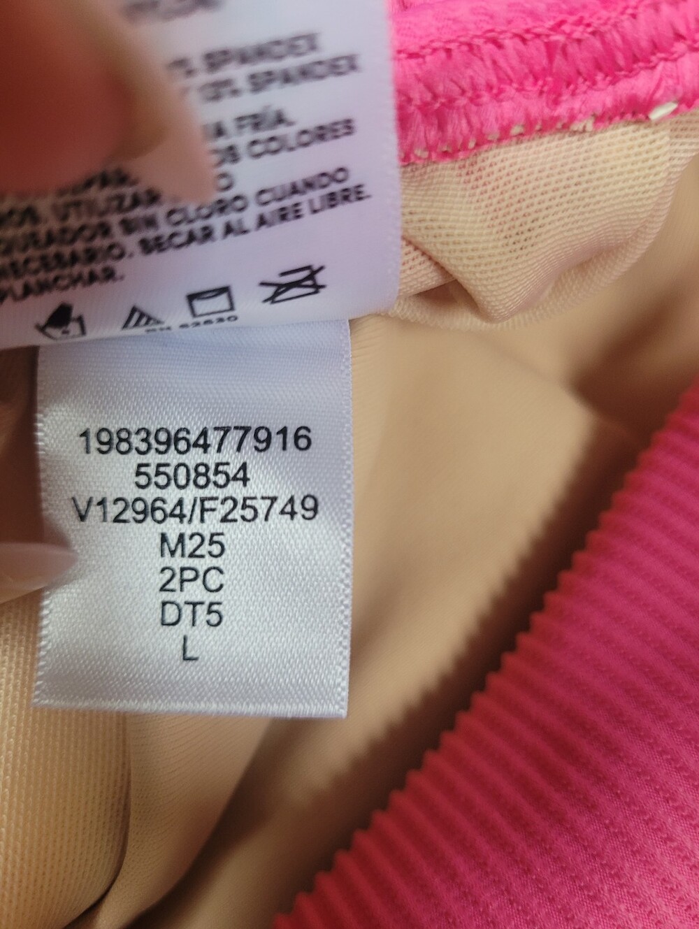 Lands’ End Pink Tugless Ribbed Midkini and High Waisted Bottom Swim Set Large - Picture 10 of 11